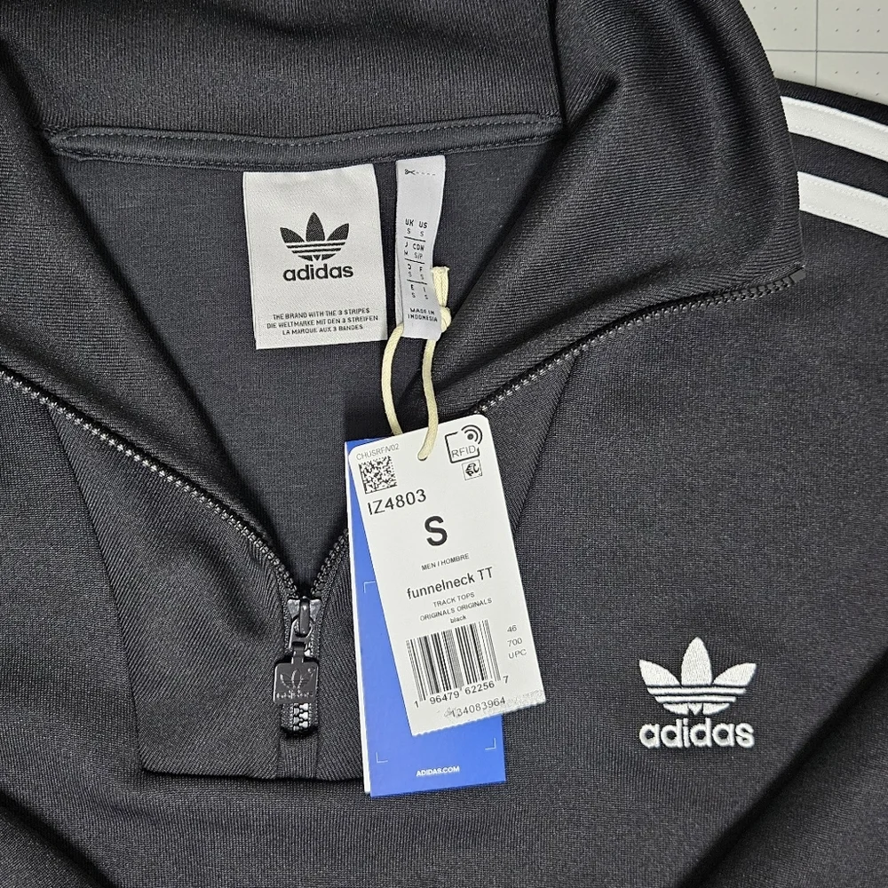 Adidas Adicolor Funnel Neck Pullover Black 1/4 Zip Track Jacket Small NWT